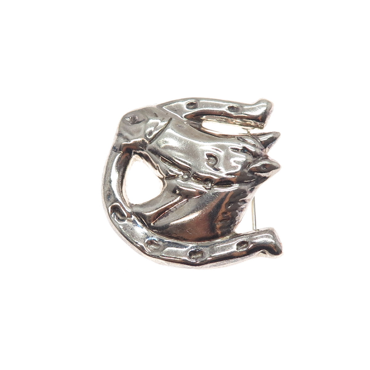 925 Sterling Silver Vintage Mexico Horse Club Pin Brooch / Pendant