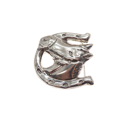925 Sterling Silver Vintage Mexico Horse Club Pin Brooch / Pendant
