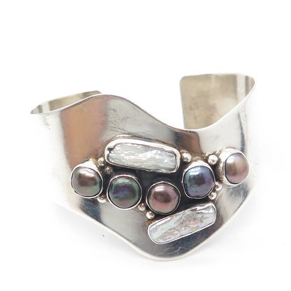 JAY KING DESERT ROSE TRADING Sterling Silver Vintage Real Pearl Bracelet 6.75"