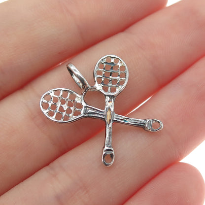 LISA LEE CREATIONS 925 Sterling Silver Vintage Tennis Rackets Minimalist Pendant