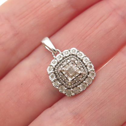 925 Sterling Silver Real Round-Cut Diamond Mini Charm Pendant
