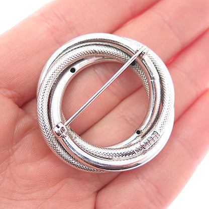 Harry S. Bick 925 Sterling Silver Vintage Interlocked Trinity Pin Brooch