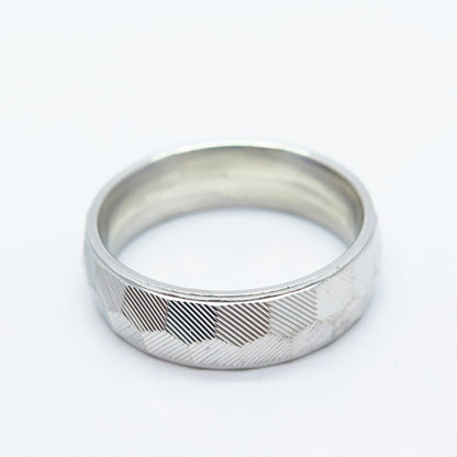 925 Sterling Silver Striped Band Ring Size 6.75