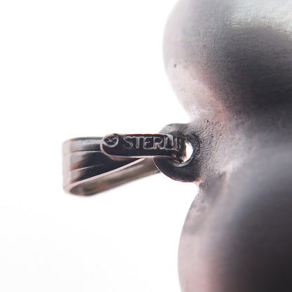 BEAU 925 Sterling Silver Vintage Engraved Puffy Heart Charm Pendant