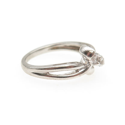 SUN 925 Sterling Silver Real Round-Cut Graduated White Topaz Ring Size 7