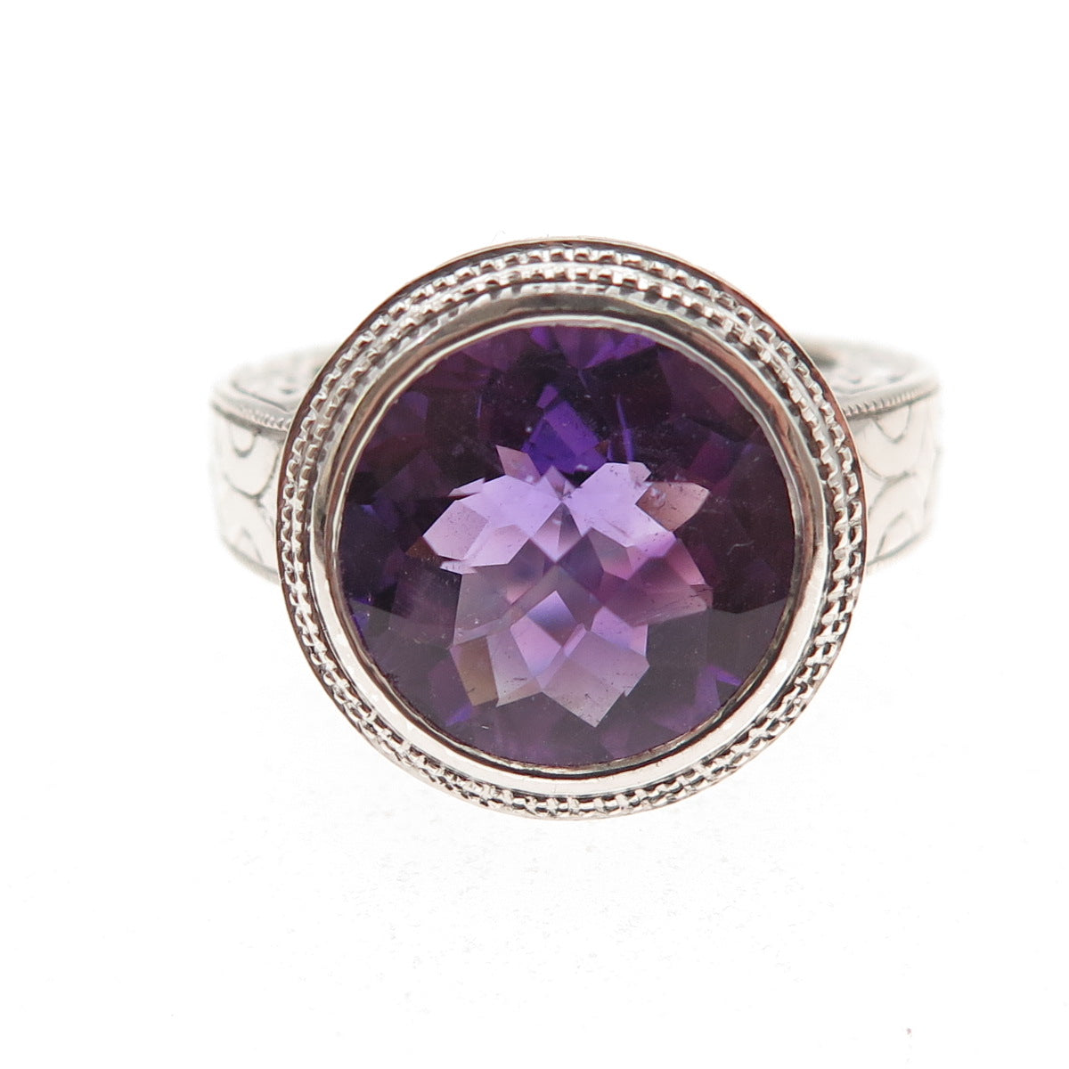 Ben Kho Gems 925 Sterling Silver Real Round-Cut Amethyst Ring Size 6.5