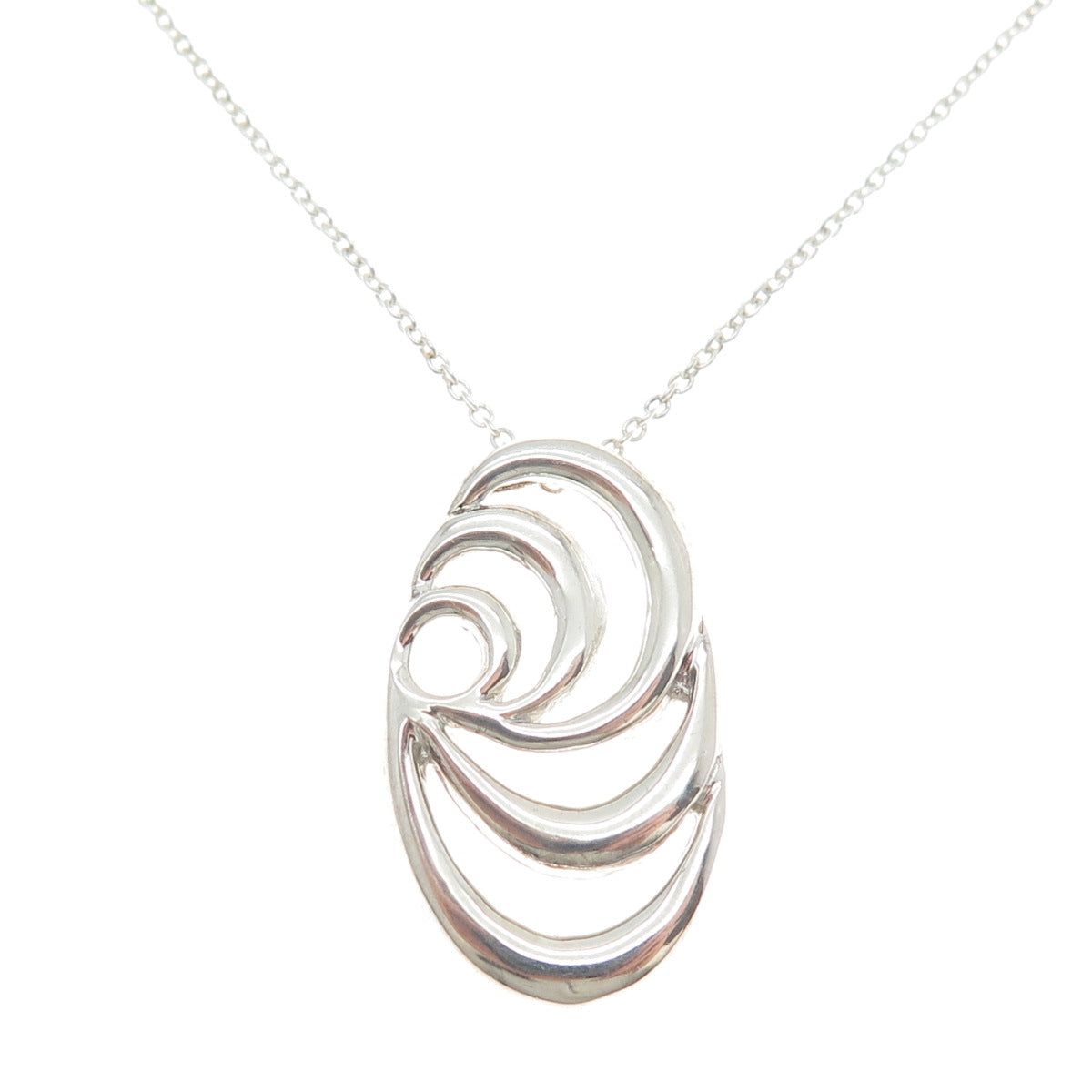 925 Sterling Silver Italy Modernist Swirl Cable Chain Necklace 18"