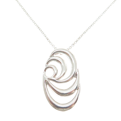 925 Sterling Silver Italy Modernist Swirl Cable Chain Necklace 18"
