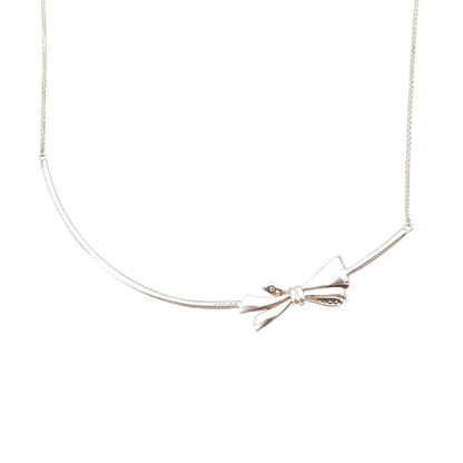 Pandora 925 Sterling Silver C Z Sparkling Bow Adjustable Collier Necklace 18"