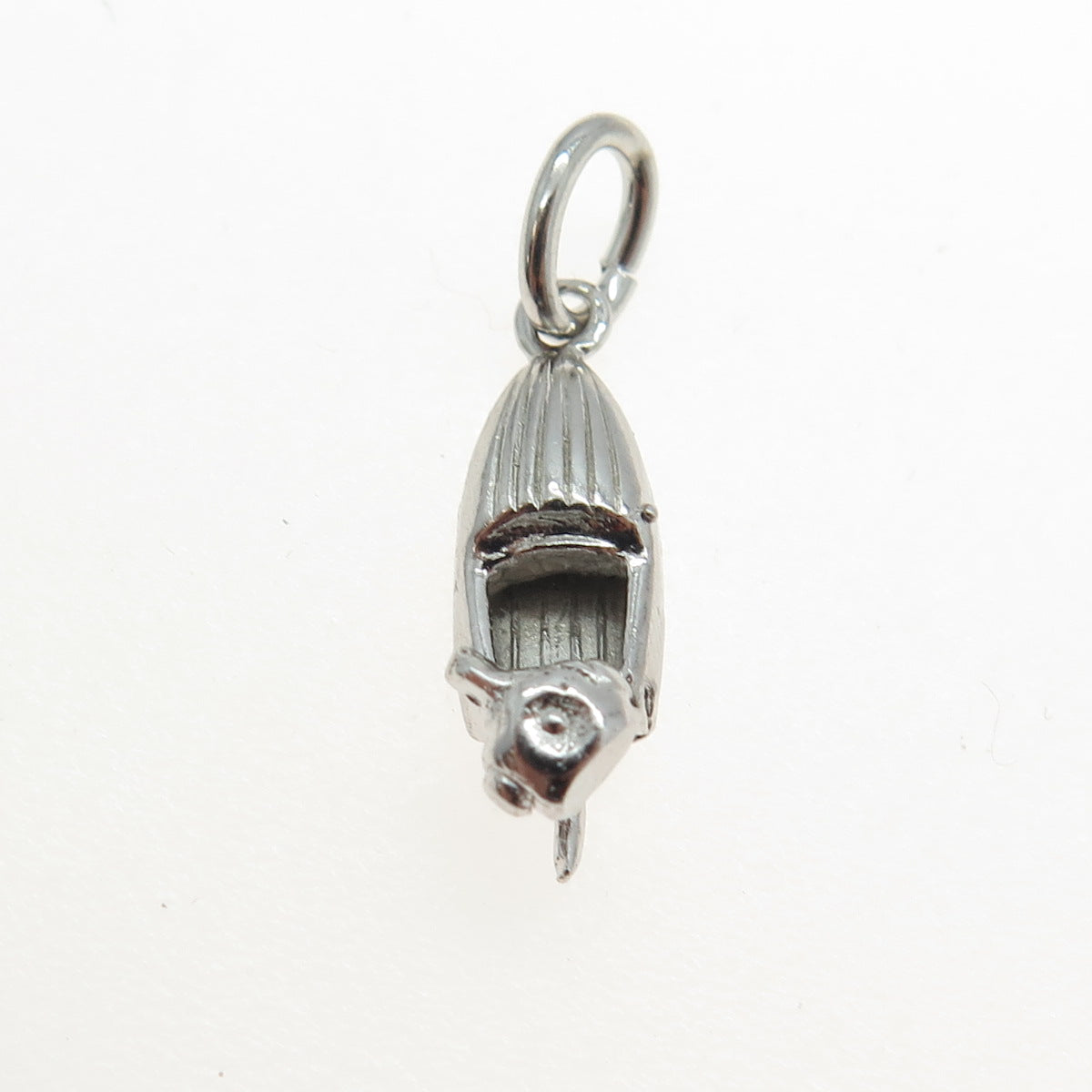 925 Sterling Silver Vintage Motor Boat 3D Charm Pendant