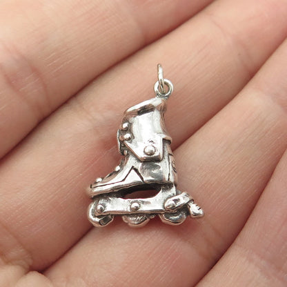 925 Sterling Silver Vintage Roller Skates Handcrafted 3D Pendant