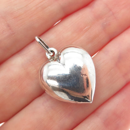 925 Sterling Silver Vintage Italy Heart Chatelaine Minimalist Charm Pendant
