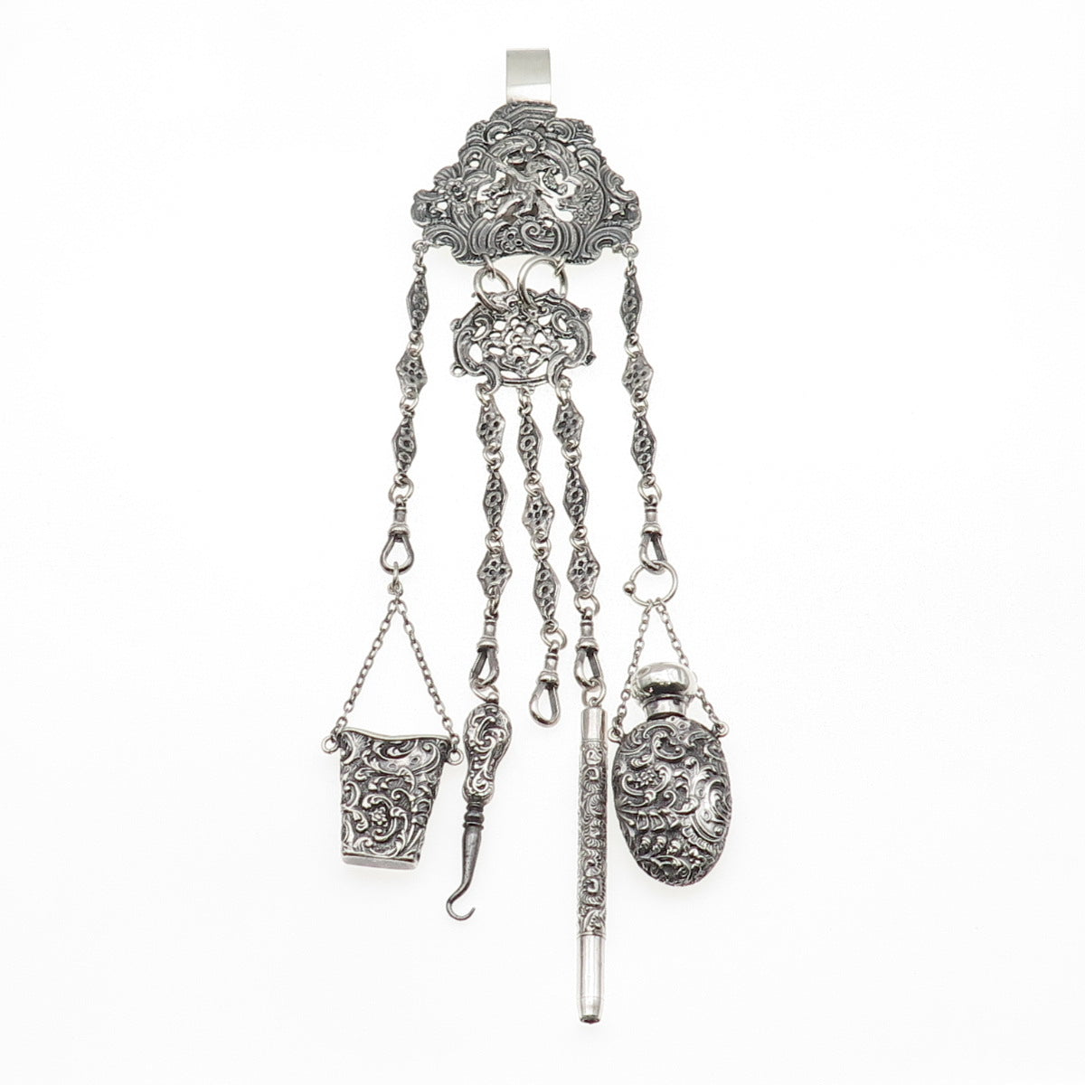 David & Lionel Spiers 925 Sterling Silver Antique 1889 Birmingham Chatelaine Fob