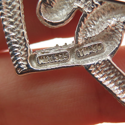 925 Sterling Silver Vintage Mexico Interlocked Heart Pin Brooch