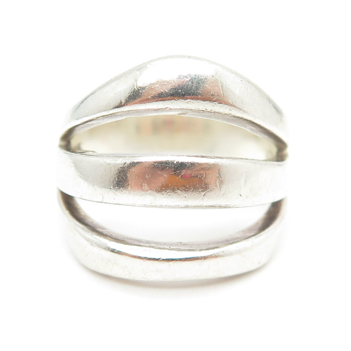 925 Sterling Silver Vintage Mexico Multi-Row Modernist Ring Size 9.25