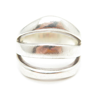925 Sterling Silver Vintage Mexico Multi-Row Modernist Ring Size 9.25