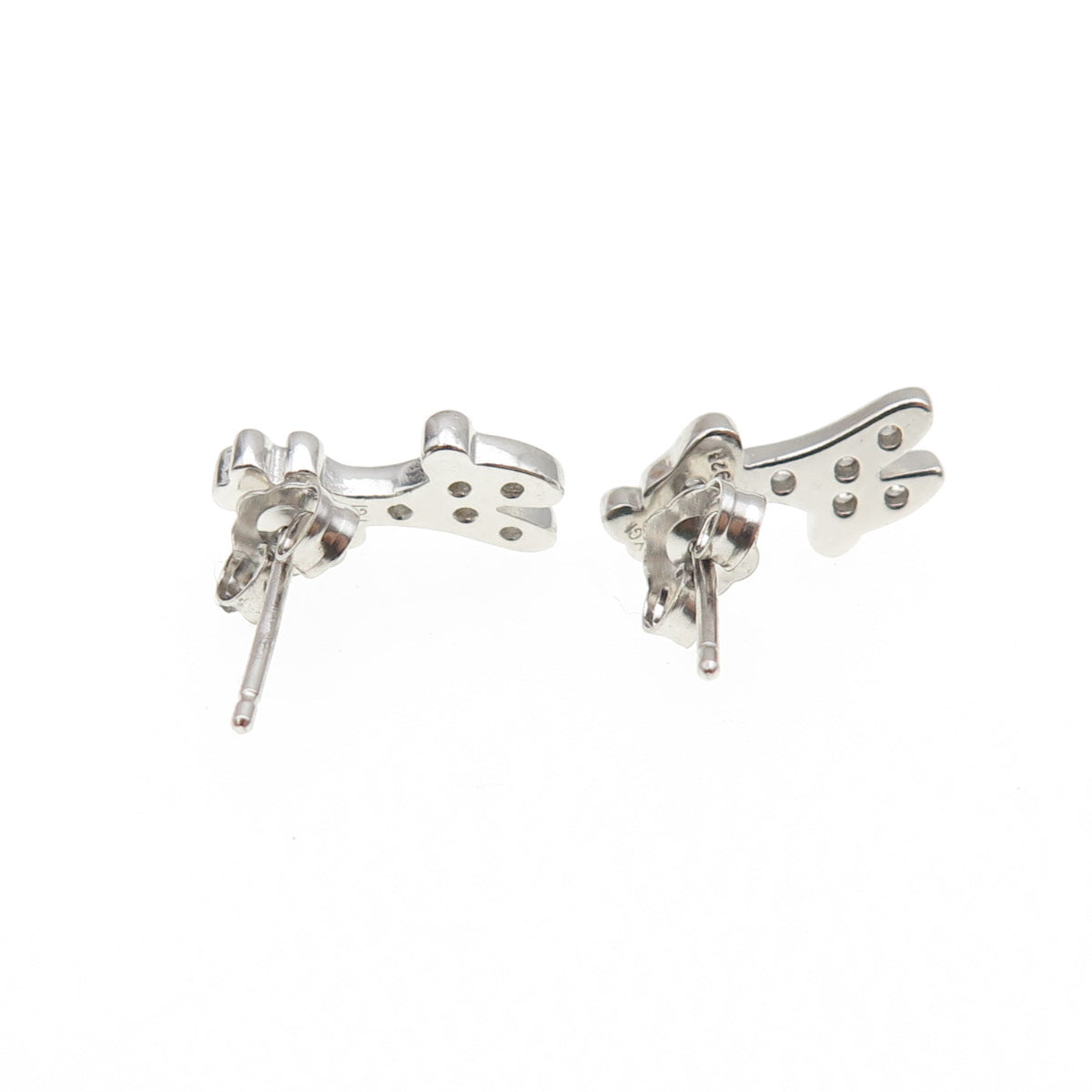 925 Sterling Silver Round-Cut C Z Giraffe Stud Earrings