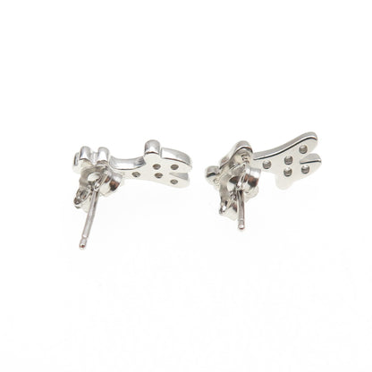 925 Sterling Silver Round-Cut C Z Giraffe Stud Earrings