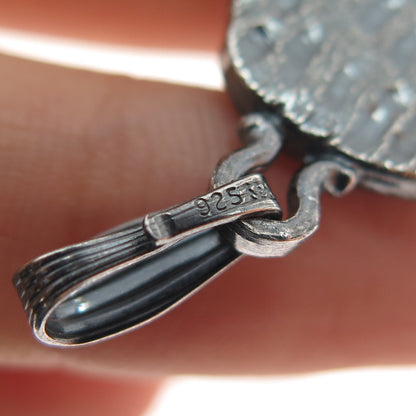 925 Sterling Silver Vintage Virgo Zodiac Sign Modernist Oxidized Charm Pendant