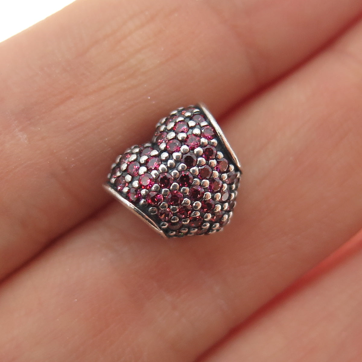PANDORA 925 Sterling Silver C Z Moments Sparkling Infinity Heart Slide Charm