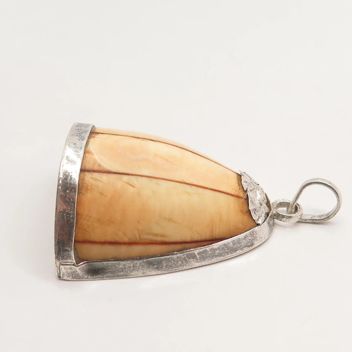 925 Sterling Silver Vintage Wood Dome Pendant