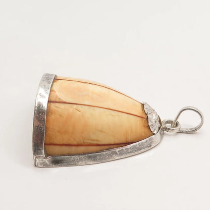 925 Sterling Silver Vintage Wood Dome Pendant