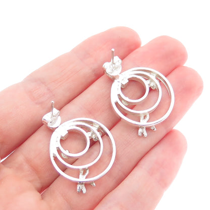 925 Sterling Silver Vintage Dragonfly Butterfly Heart Multi-Circle Earrings