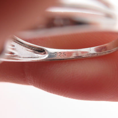 925 Sterling Silver Real White Topaz & Lab-Created Ruby Heart Ring Size 9