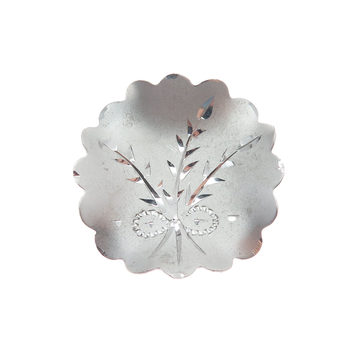 ROLYN 925 Sterling Silver Vintage Engraved Flower Pin Brooch