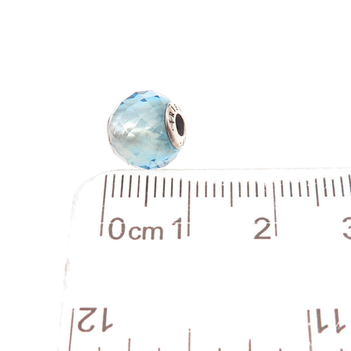 Pandora 925 Sterling Silver Blue Crystal Essence Friendship Slide Bead Charm