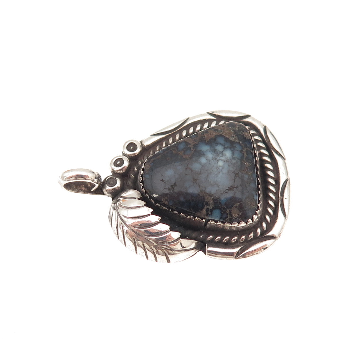 Alice Mc Shirley Old Pawn 925 Sterling Vintage Peacock Turquoise Feather Pendant