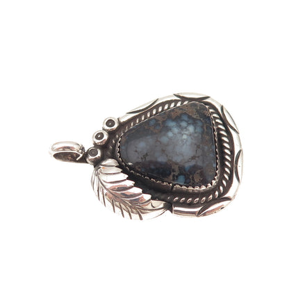 Alice Mc Shirley Old Pawn 925 Sterling Vintage Peacock Turquoise Feather Pendant