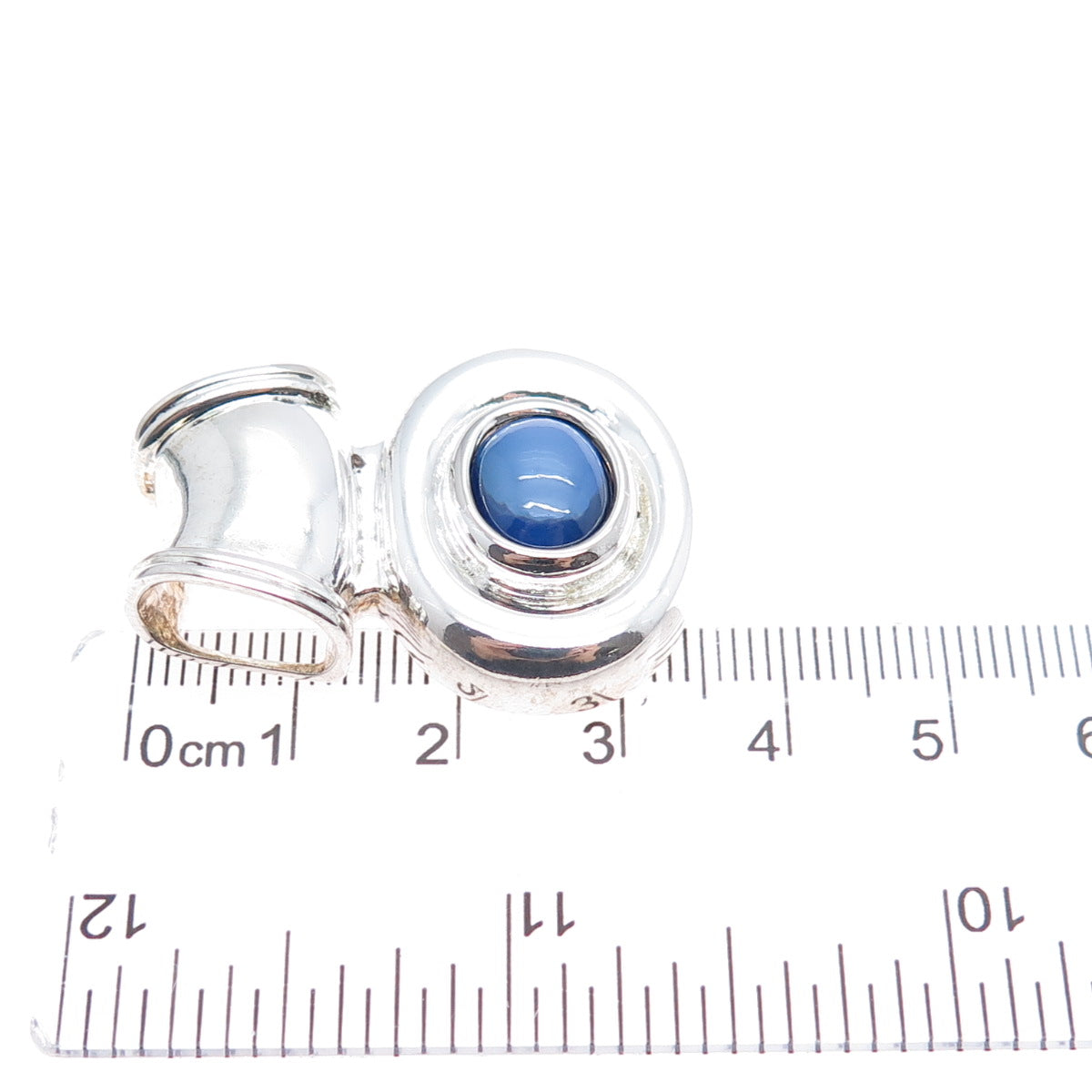 ROSS SIMONS 925 Sterling Silver Vintage Lab-Created Sapphire Slide Charm Pendant