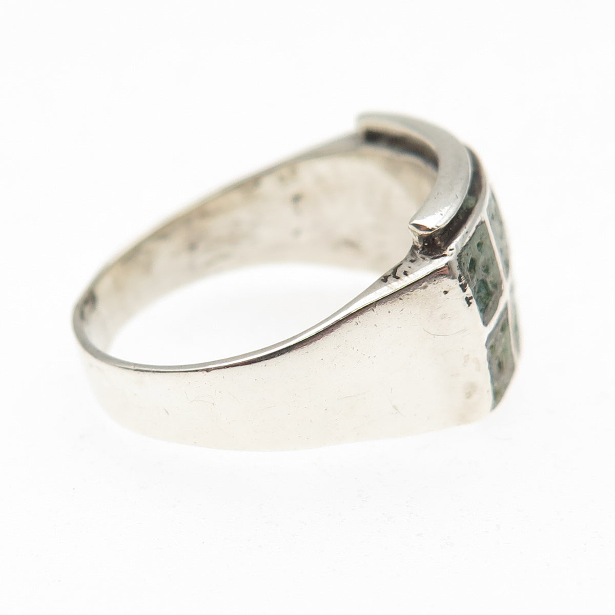 Old Pawn 925 Sterling Silver Vintage Royston Turquoise Tribal Ring Size 10