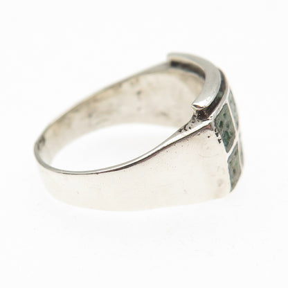 Old Pawn 925 Sterling Silver Vintage Royston Turquoise Tribal Ring Size 10