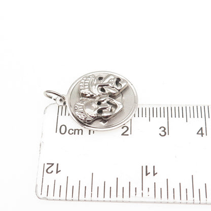 925 Sterling Silver Vintage Comedy & Tragedy Masks Charm Pendant