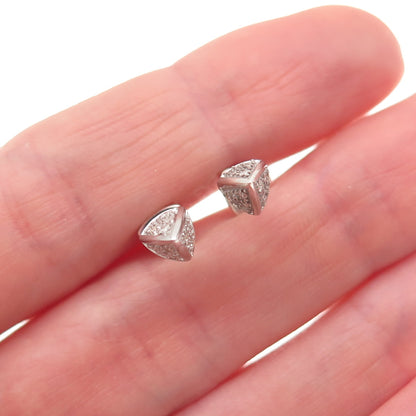 925 Sterling Silver Real Round-Cut Diamond Thorn Stud Earrings