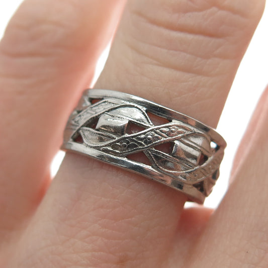 VARGAS 925 Sterling Silver Antique Art Deco Forget Me Not Flower Ring Size 6.25