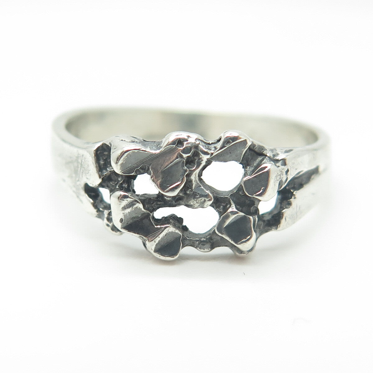 925 Sterling Silver Vintage Nugget Oxidized Ring Size 9.75