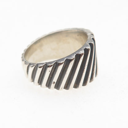 Dobbs of Boston Sterling Silver Vintage Modernist Ribbed Oxidized Ring Size 7.25