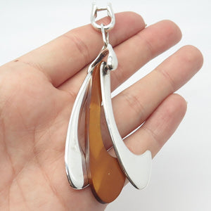 925 Sterling Silver Vintage Wood Hook Amulet Pendant