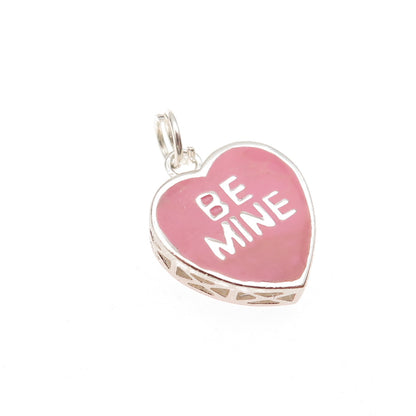Ross Simons 925 Sterling Silver Enamel Be Mine Double Sided Heart Charm Pendant