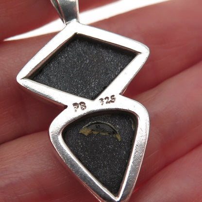 PB Paul Brackna 925 Sterling Silver Vintage Real Opal Modernist Charm Pendant