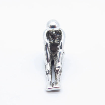 925 Sterling Silver Vintage Gymnast / Athlete Girl Charm Pendant