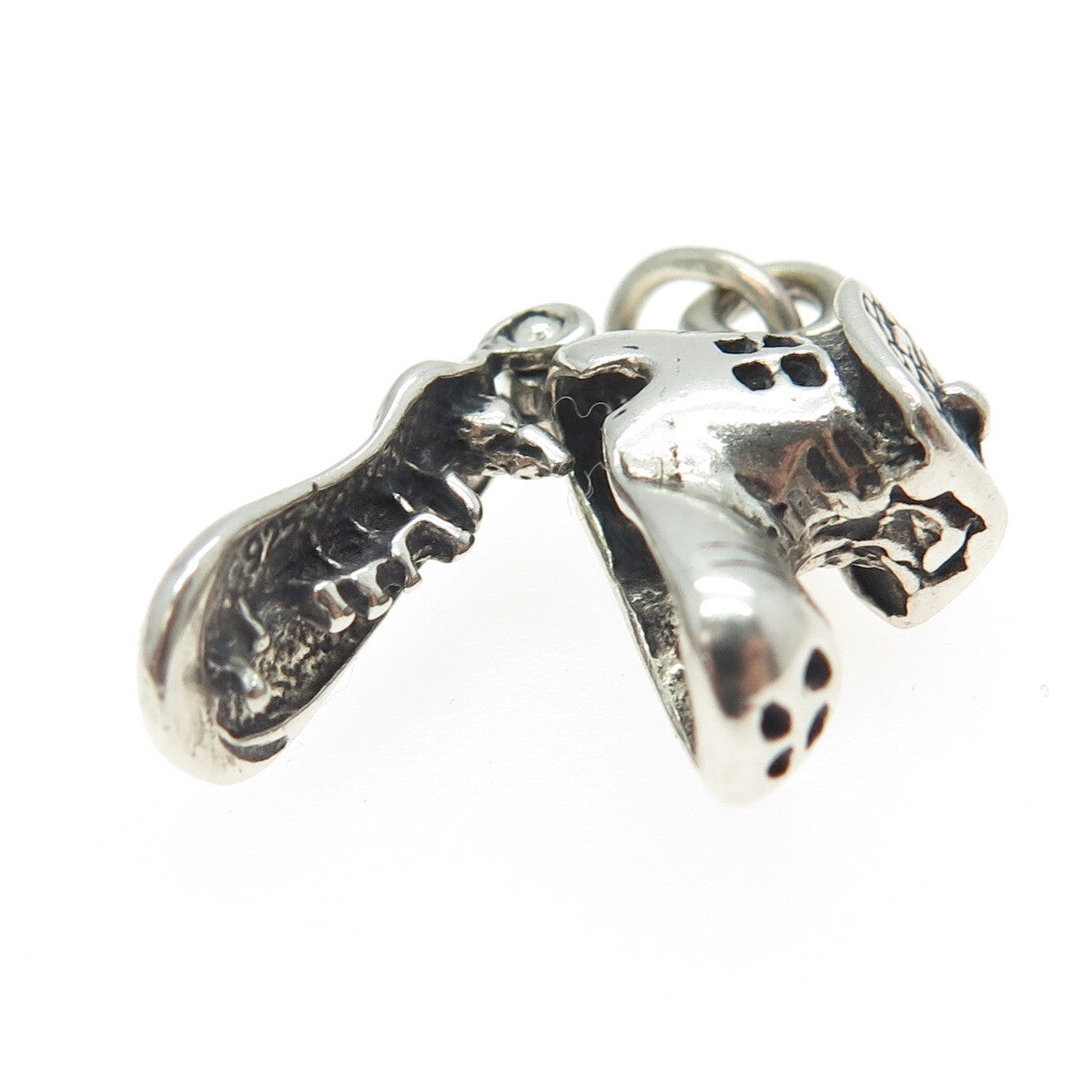 925 Sterling Silver Vintage Mouse Shoe House 3D Pendant