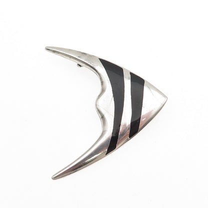 Meka 925 Sterling Silver Vintage Denmark Enamel Modernist Fish Pin Brooch
