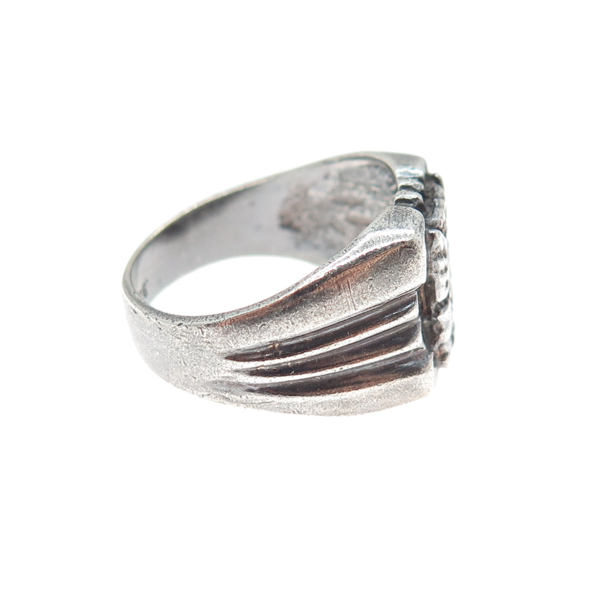 925 Sterling Silver Vintage Mayan Tribal Oxidized Ring Size 8.25