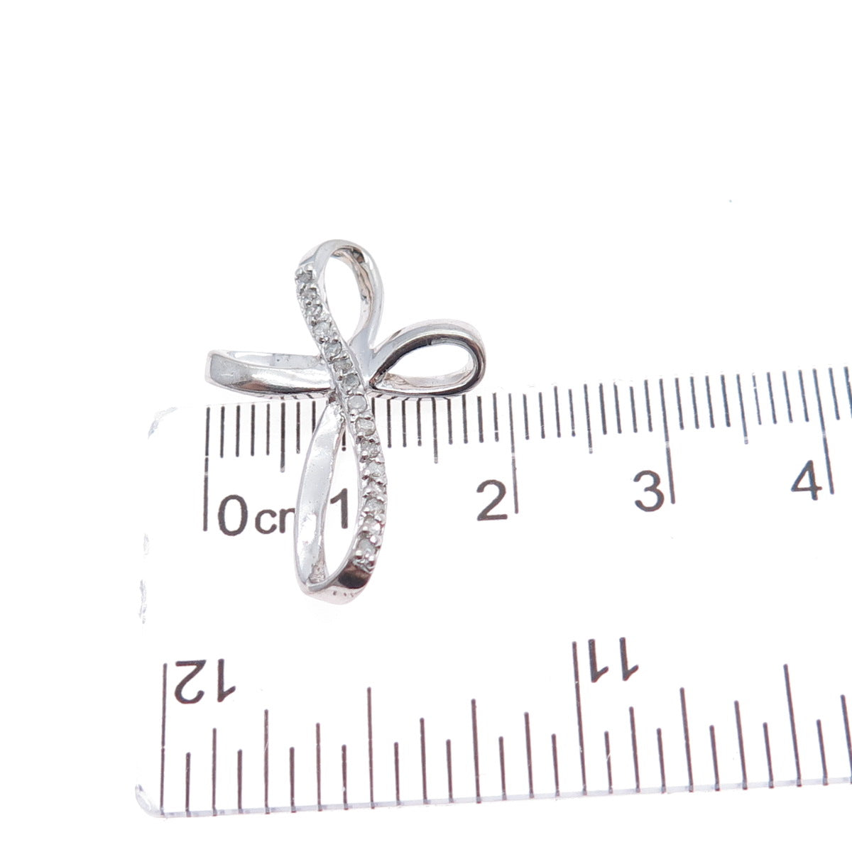 CHARLES WINSTON 925 Sterling Silver Real Diamond Infinity Cross Slide Pendant