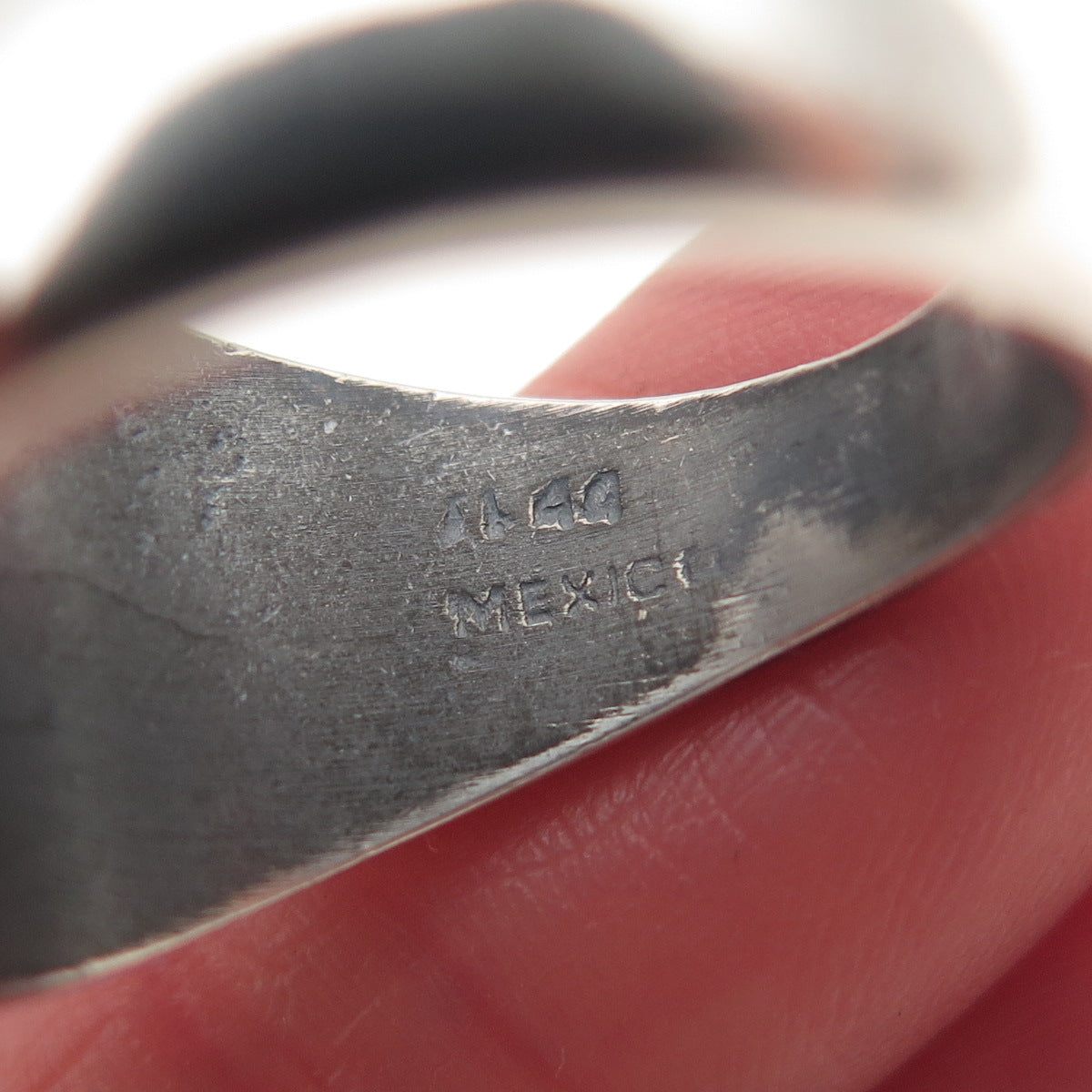 925 Sterling Silver 2-Tone Vintage Mexico Modernist Oxidized Ring Size 8.75