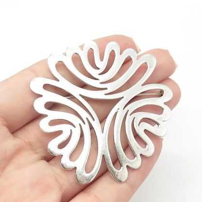 925 Sterling Silver Vintage Mexico Modernist Handmade Pin Brooch / SIGNED "SU"